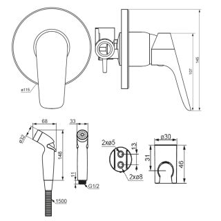 Гигиенический душ Damixa Jupiter 777510300 черный
